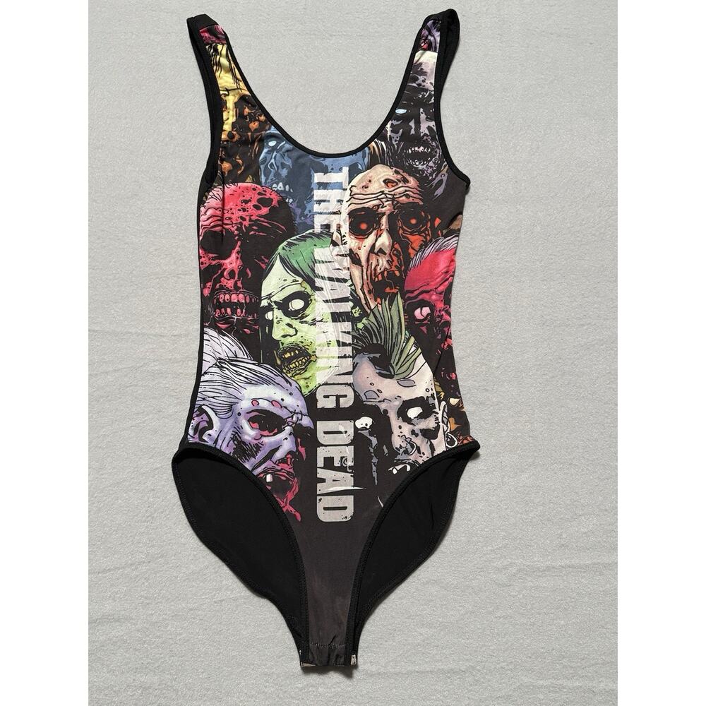 The Walking Dead Women's Black Bodysuit Graphic Print Snap Closure TWD AMC Med